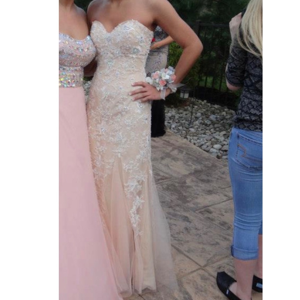 FLIRT By Maggie Sottero Nude Prom Dress Size 4